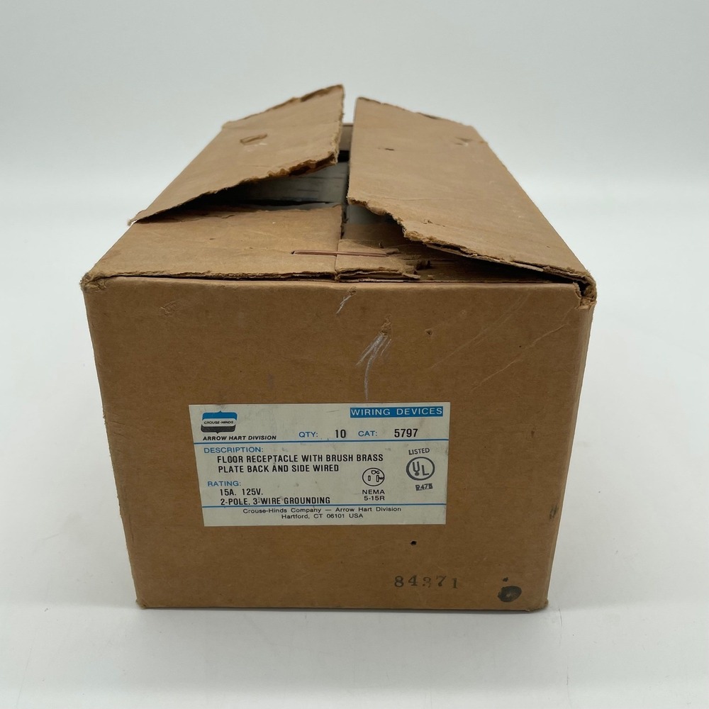 10pk Crouse-Hinds Arrow Hart 5797 Floor Receptacle Duplex Brass Plate 15A 125V